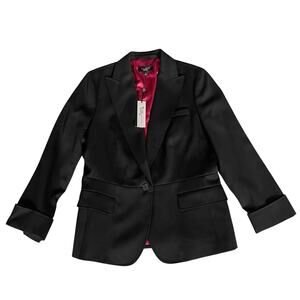 NWT Talbots Women's The Kate Fit Luxe Jacket Blazer Black Wool Blend Size 12